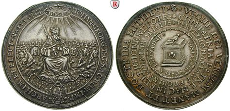 Sachsen Albertinische Linie Johann Georg I Silbermedaille 1655 Vz