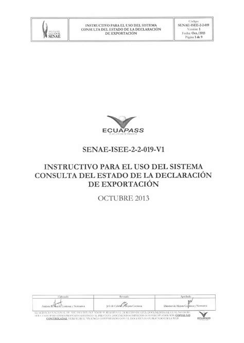 PDF SENAE I SEE 2 2 019 V1 INSTRUCTIVO PARA EL USO DEL