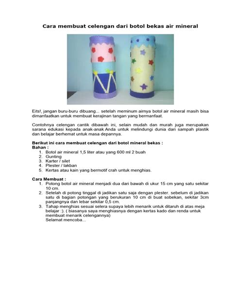 Cara Membuat Celengan Dari Botol Bekas Air Mineral | PDF
