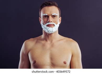 Handsome Naked Man Shaving Foam On Stock Photo Shutterstock