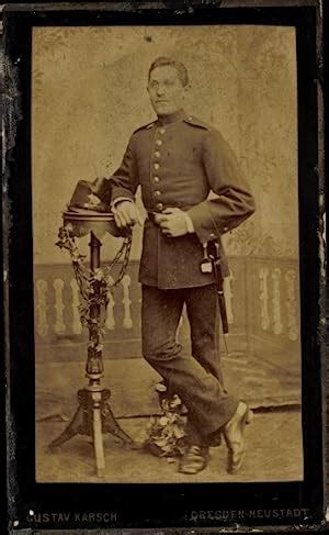 Cdv Deutscher Soldat In Uniform Portrait Fotograf Gustav Karsch