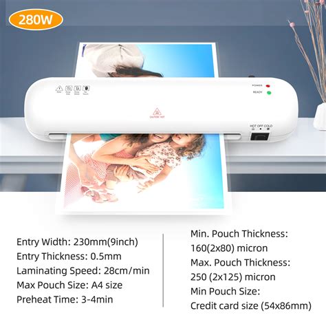 SL280 Laminator Machine Set A4 Size Hot And Cold Lamination 2 Roller System W 12 Laminating