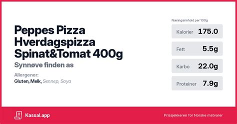 Peppes Pizza Hverdagspizza Spinat Tomat G Kassalapp