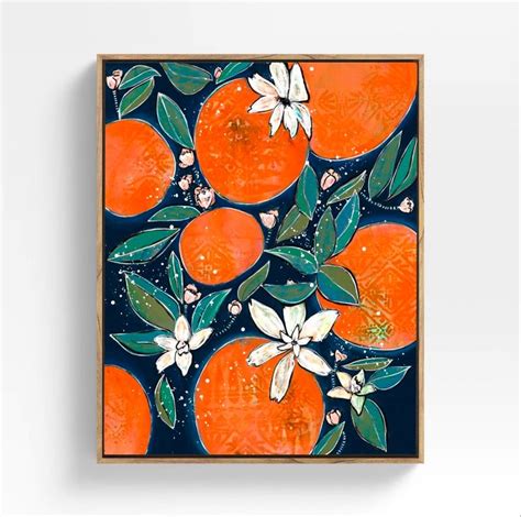 Orange Blossoms Art Print Contemporary Modern Botanical Boho Tropical