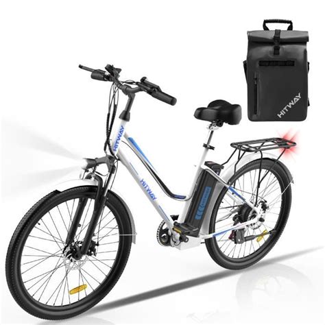 HITWAY 26 Vélo électrique Blanc 7 Vitesses Batterie au Lithium