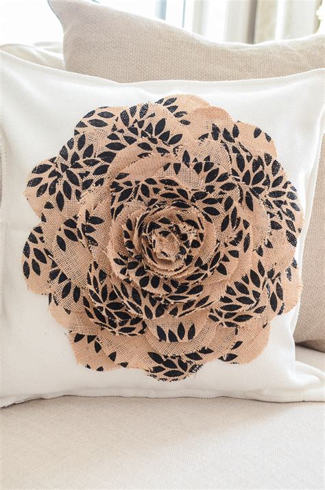 No Sew Burlap Flower Pillow Diy Stonegable