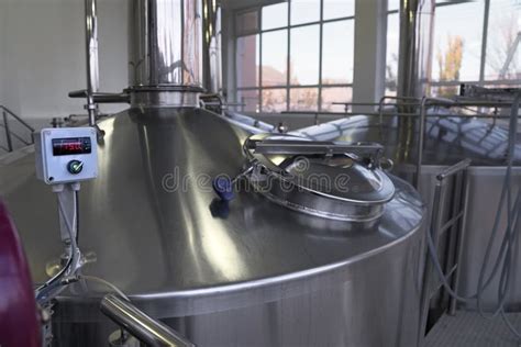 Stainless Steel Brewing Equipment Large Reservoirs Or Tanks And Pipes