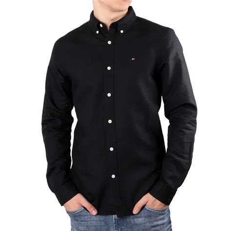 Koszula M Ska Tommy Hilfiger Th Slim Linen Cotton Shirt Black