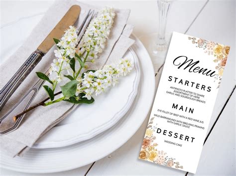 Wedding Menu Template Menu Template Wedding Wedding Menu - Etsy ...