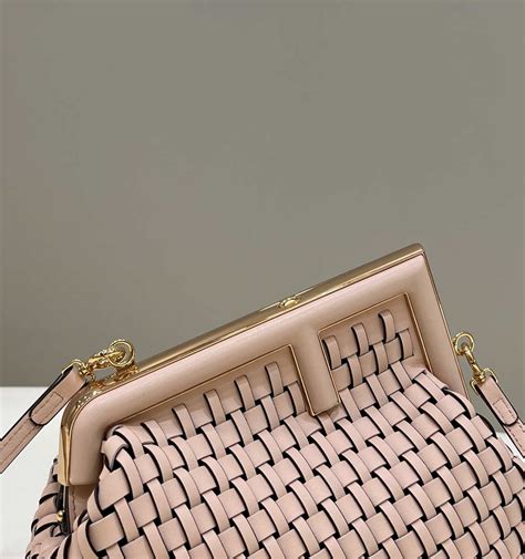 Fendi Bp First Small Pink Braided Leather Bag Wholesales