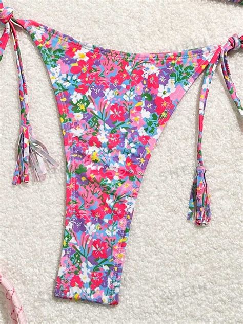 Shein Swim Conjunto De Bikini Estampado Floral Para Mujer De Tama O