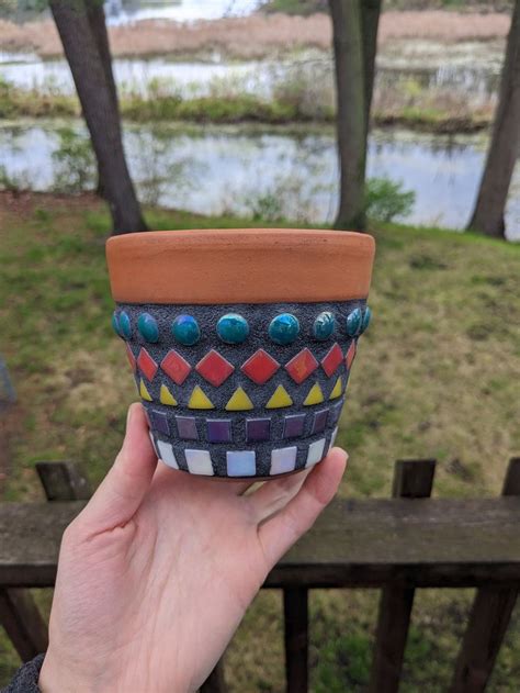 Mosaic Flower Pot Terra Cotta Pot 4 Inch Flower Pot Handmade