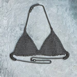 Chainmail Body Garment Handcrafted Metal Armor Bikini Top In Silver Color Daphne Bra Etsy