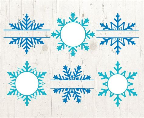 Snowflake SVG Monogram Frames Snowflake Split Svg Christmas - Etsy ...