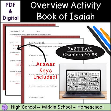 Overview of the book of Isaiah (CH 40-66) Bible Summary Activity | Made ...