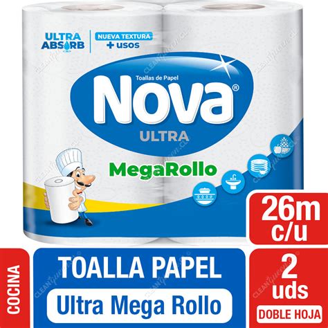 Toalla De Papel Nova Ultra Mega Rollo Mts C U Unid Clean Queen