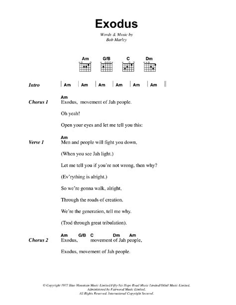 Exodus by Bob Marley - Guitar Chords/Lyrics - Guitar Instructor