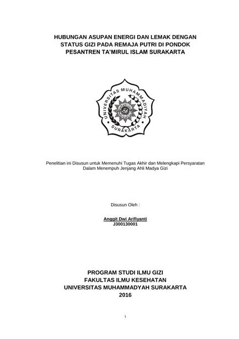 PDF HUBUNGAN ASUPAN ENERGI DAN LEMAK DENGAN STATUS Eprints Ums Ac Id