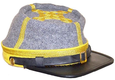 Civil War Confederate Infantry Captains Leather Peak Kepi Greysky