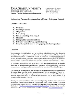 Instruction Package For Amending A County Extension Budget Extension