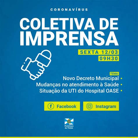 Prefeitura De Timbó Vai Realizar Coletiva De Imprensa Para Anunciar