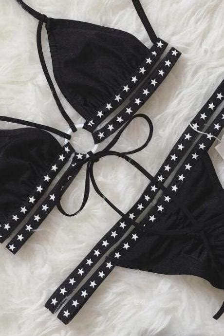 Sexy Hollow Out Printed Bikini On Luulla