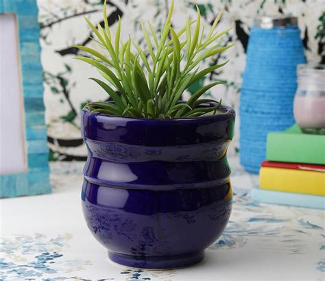 Buy Glossy Blue Ceramic Planter Pots - Set of 2 Online in India at Best ...