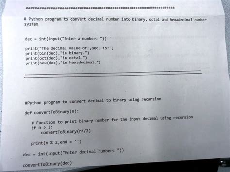 SOLVED Python Python Program To Convert Decimal Number Into Binary
