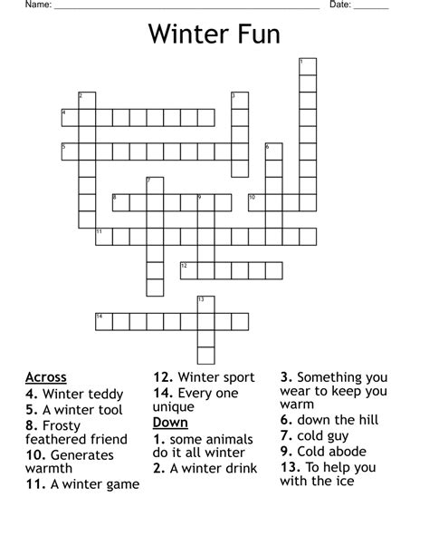 Winter Crossword Puzzle Printable Add To Favorites Baby Shower