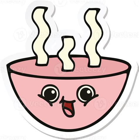 Sticker Of A Cute Cartoon Bowl Of Hot Soup PNG