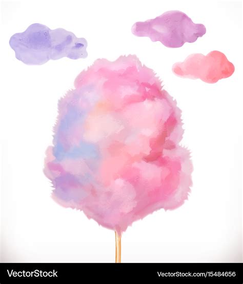 Cotton Candy Sugar Clouds Watercolor Royalty Free Vector