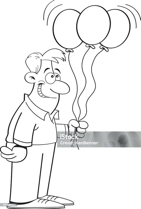 Cartoon Man Holding Balloons Stock Illustration Download Image Now