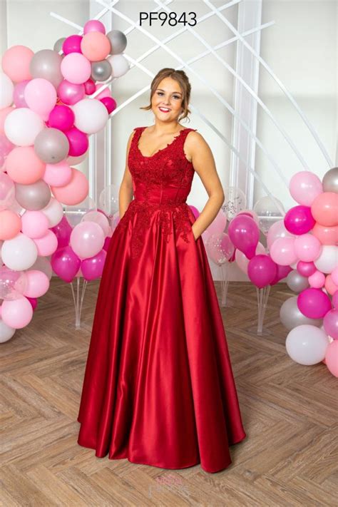 PF9843 Dark Red Prom Evening Dress Dot S Frocks