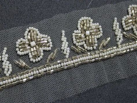 White Golden Fancy Beads Work Embellished Embroidered Border At Rs 4520