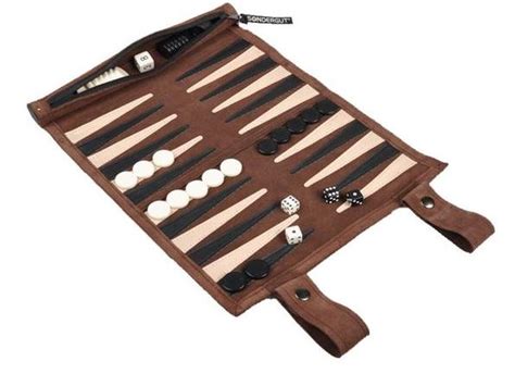 SONDERGUT Genuine Leather Travel Backgammon set. - Deluxe Backgammon