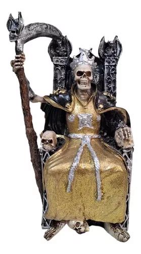 Figura Santa Muerte Dorada Reyna Atrayente De Riqueza 35 Cm Meses Sin