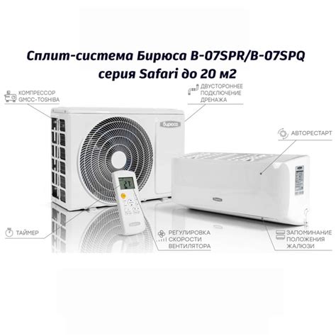 Cплит-система Бирюса B-07SPR/B-07SPQ серия Safari до 20 м2 (завод Midea ...