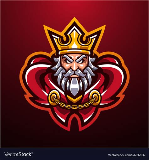 Royal king head mascot logo Royalty Free Vector Image