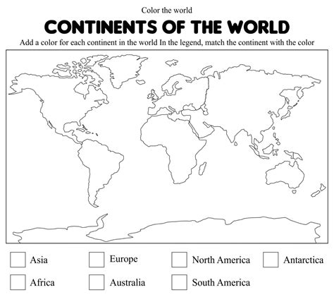 Printable World Map Worksheet - Printable JD