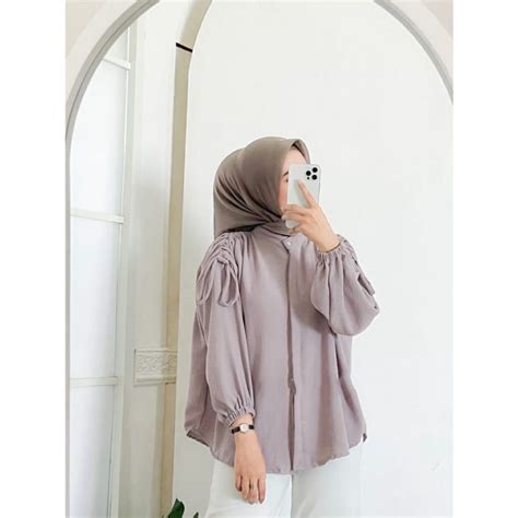 Jual GAVI BLOUSE CRINKLE AIRFLOW LENGAN SERUT HEKSA BLUS ATASAN