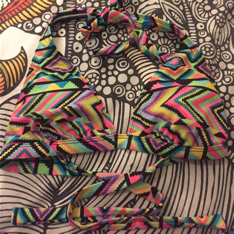 Swim Neon Tribal Bikini Set Poshmark