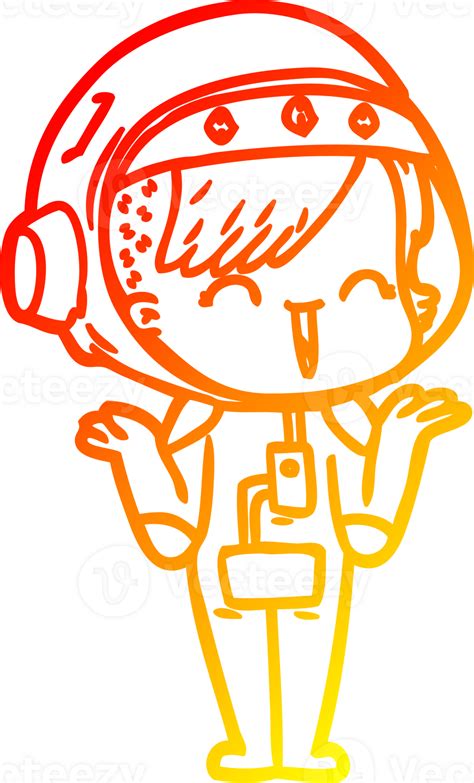 Warm Gradient Line Drawing Of A Happy Cartoon Space Girl Shrugging Shoulders 45244549 Png