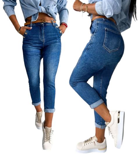 Spodnie Jeans Mom Fit M Sara Wysoki Stan R M Allegro Pl