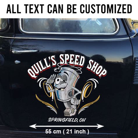 Personalized Hot Rod Garage Piston Kustom Kulture Pinstripe Pcs Vinyl Stickers Set Pcs Bluefink