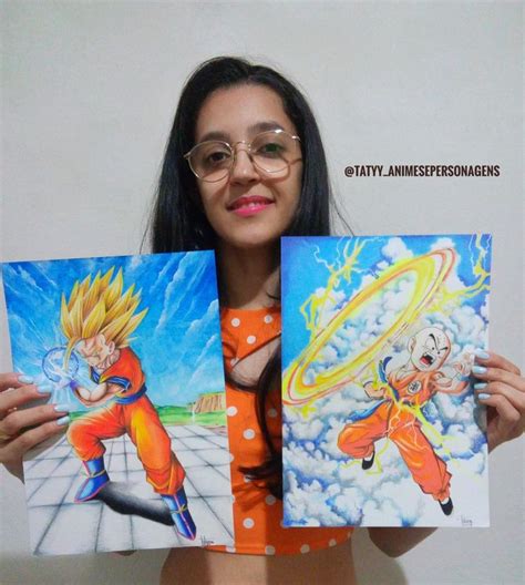 Gohan E Kuririn L Pis De Cor Faber Castell E Aquarela In