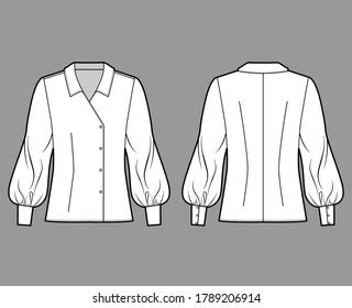 Blouse Technical Fashion Illustration Oversized Body Stock Vector