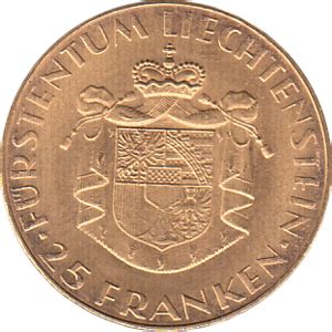 25 Franken Liechtenstein Goldmünze Prince Franz Josef II 1961 Heubach