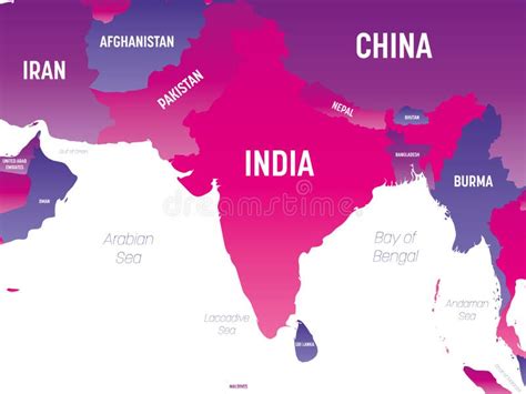 Asien Hohe Tief Greifende Politische Landkarte Des Asiatischen