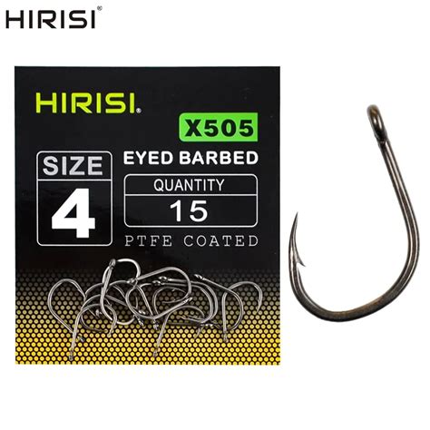 Hirisi 15 X PTFE Coated High Carbon Stainless Steel Barbed Fish Hook