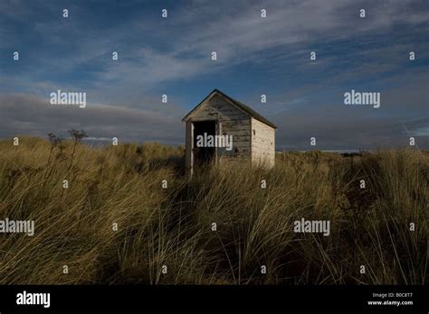 Beach Hut At Findhorn Bay Scotland Stock Photo Alamy